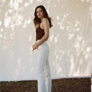 Reformation Cynthia High Rise Relaxed Straight Jeans in Ivory